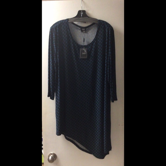 🌟 Plus 3/4 Sleeve Asymmetric Tunic - Picture 1 of 5